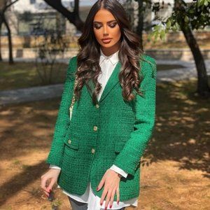 Zara Textured Weave Blazer